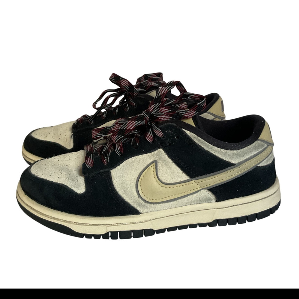 Nike Dunk Low Black Sail Suede Leather Sneakers Women’s 5 Youth 3.5